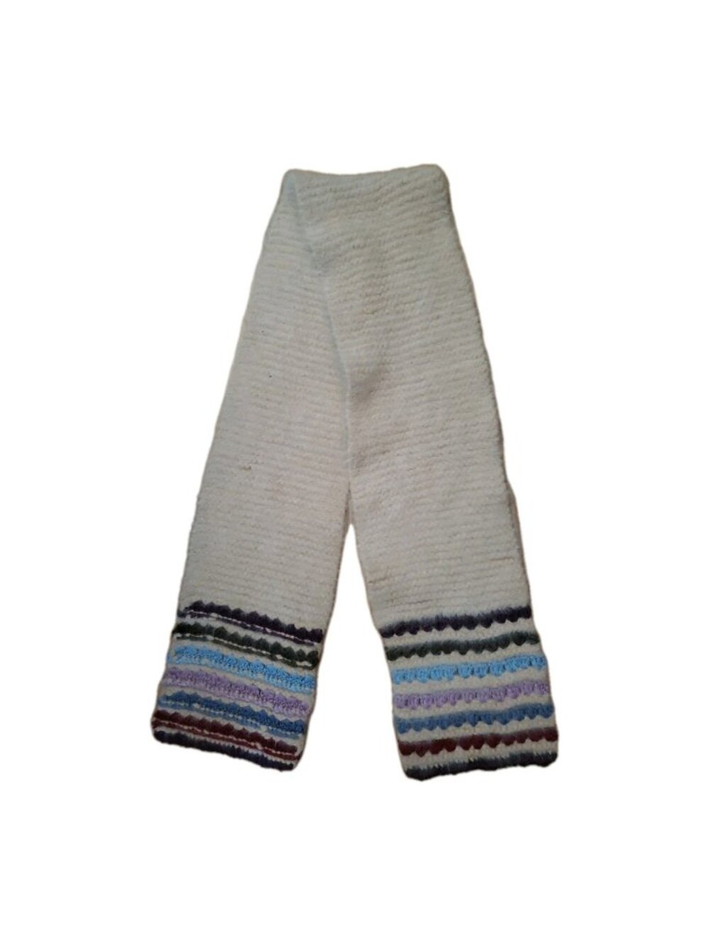 Express Knit Scarf Striped Angora Rabbit Ivory Blue Purple Magenta Winter